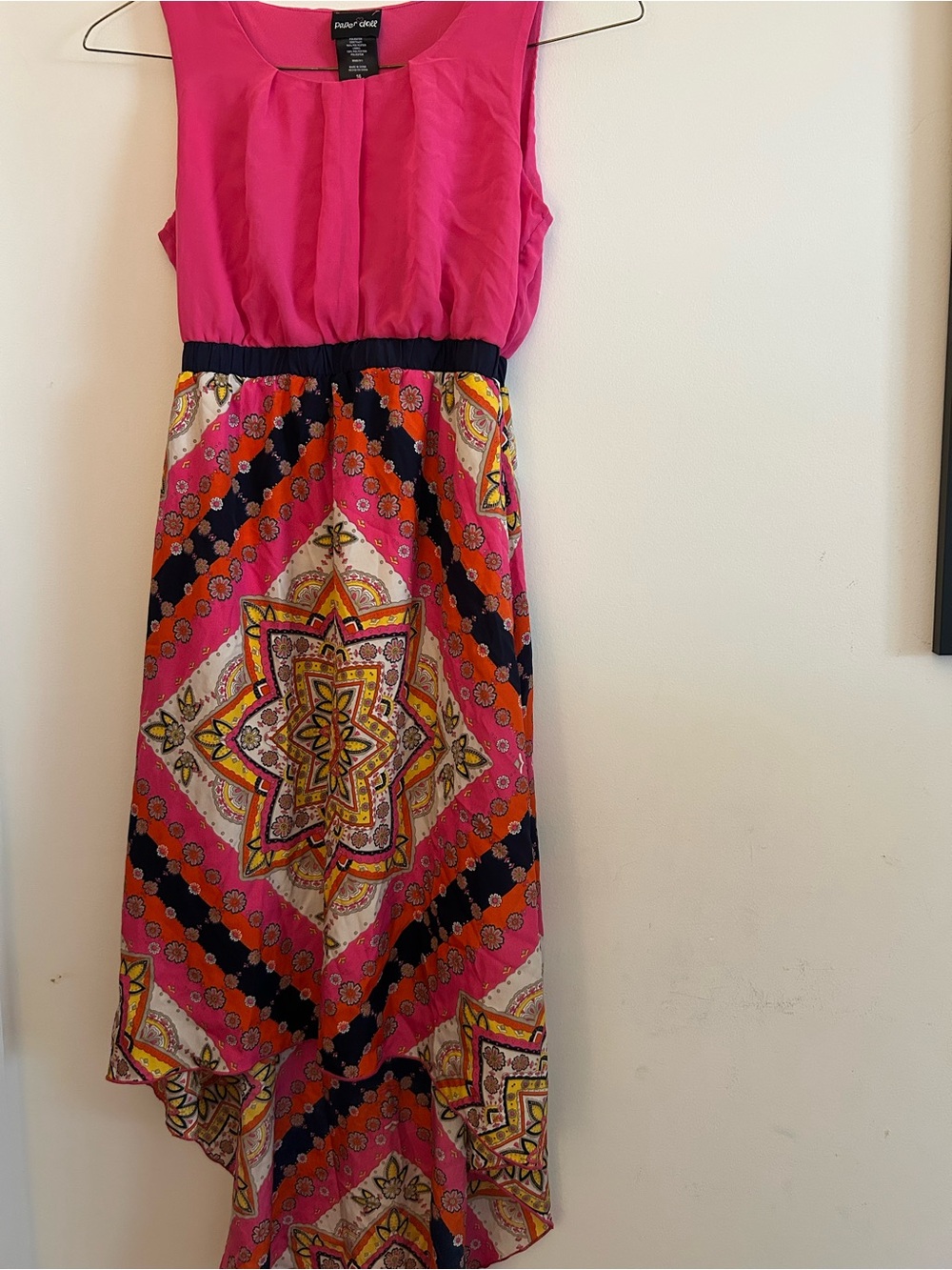 paper doll Girls Pink and Orange Patterned Maxi Dress